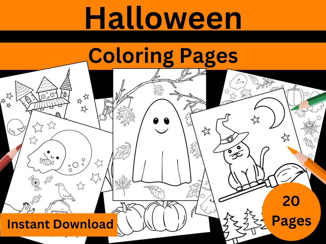 Halloween Coloring Pages for Kids and Adults Digital Download PDF - Etsy