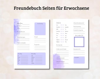 Personalized friendship book pages for adults, guest book cards, gift for birthdays, farewells to colleagues, farewell cards