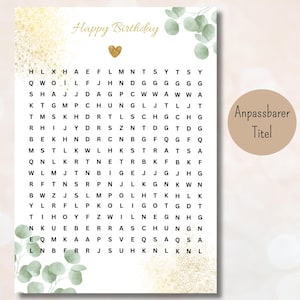 Cupón personalizado rompecabezas Cupón personalizado Plantilla de cupón regalo Descargar PDF imprimible Sorpresa de cumpleaños oro