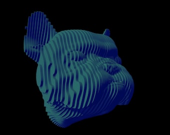 Parametrische kop Franse Bulldog DXF- en pdf-BESTANDEN