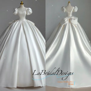 Classic Ball Gown Wedding Dress White Silk Mikado Voluminous Skirt