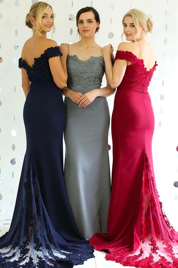 Navy mermaid bridesmaid dresses sale