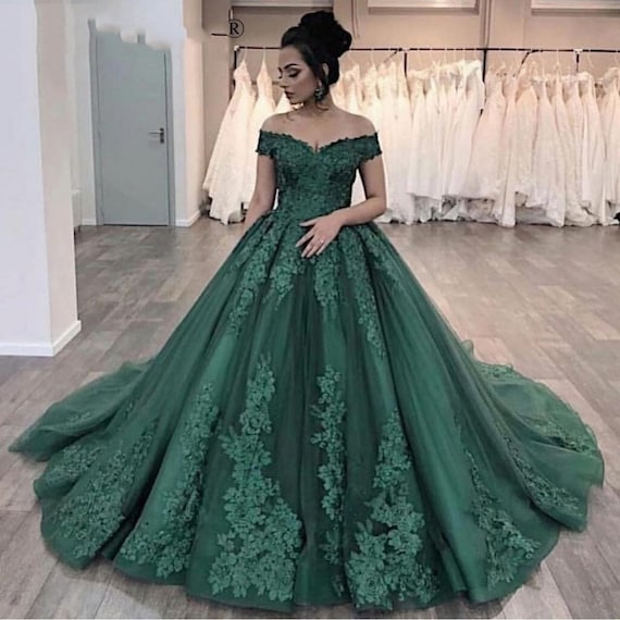 dark green quinceanera dresses