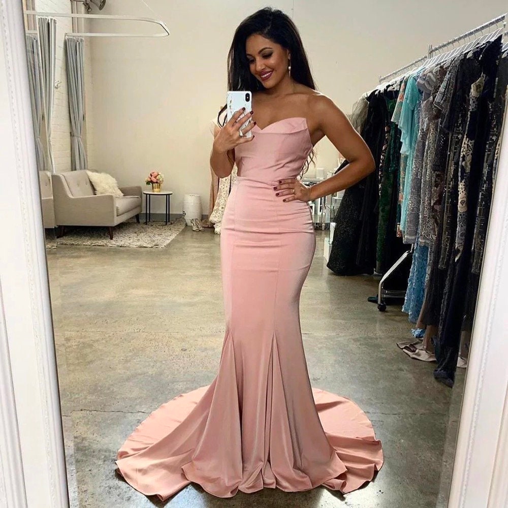 strapless pink dress