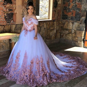 Sweet or dusty pink sparkle drop sleeves beaded lace ball gown