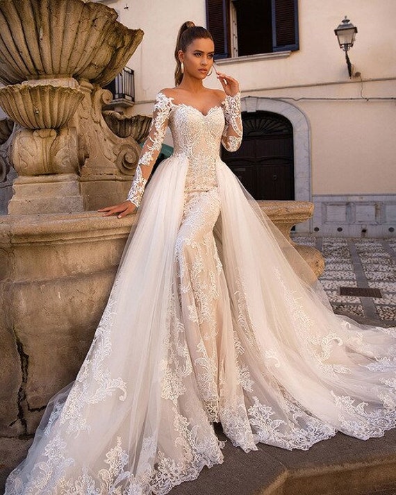 mermaid wedding dresses with long train