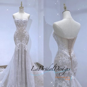 Mermaid Wedding dress Corset lace High quality floral Tulle Boho Customized Wedding dress