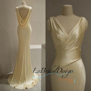 Pretty Floor Length Slip Prom Dress Cowl Back and Neck Dress Open Back Slip Dress