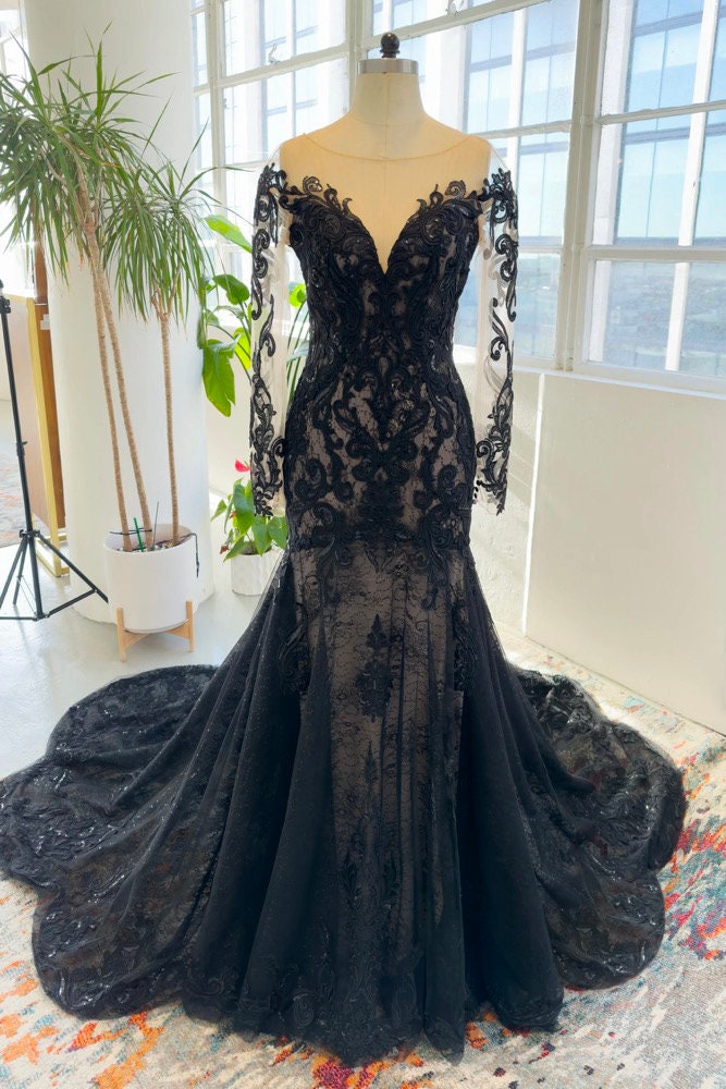 black mermaid wedding dress