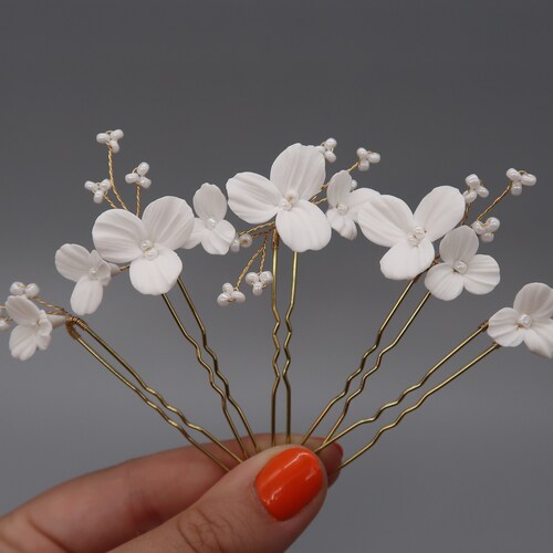 Blossom Wedding Floral Hair Pins Set Bridal Hair Pins Etsy UK