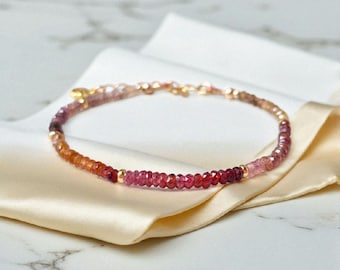 Dainty AAA Tunduru Sapphire Bracelet: 22K Gold Filled Multi-Color Gemstone