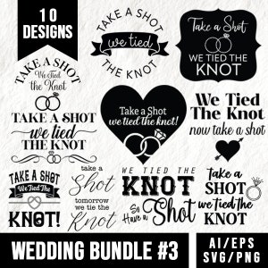 Bruiloft SVG-bundel, we gebonden de knoop, Cricut clipart, bruiloft gesneden bestand, bruid SVG, vrijgezellenfeest, bruidsfeest shirt, borrelglas ontwerp