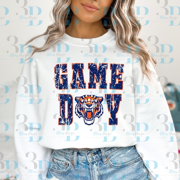 Auburn Game Day Mascot Auburn Univeristy Tiger design distressed graphic for tshirts tumblers tote bags,png