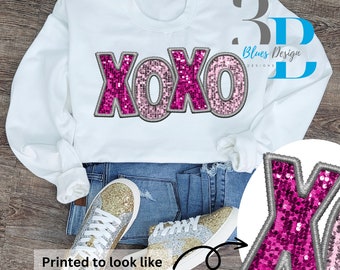 Sequin XOXO Faux Sequins Digital File, Valentines, XOXO png, Sequins, Glitter png
