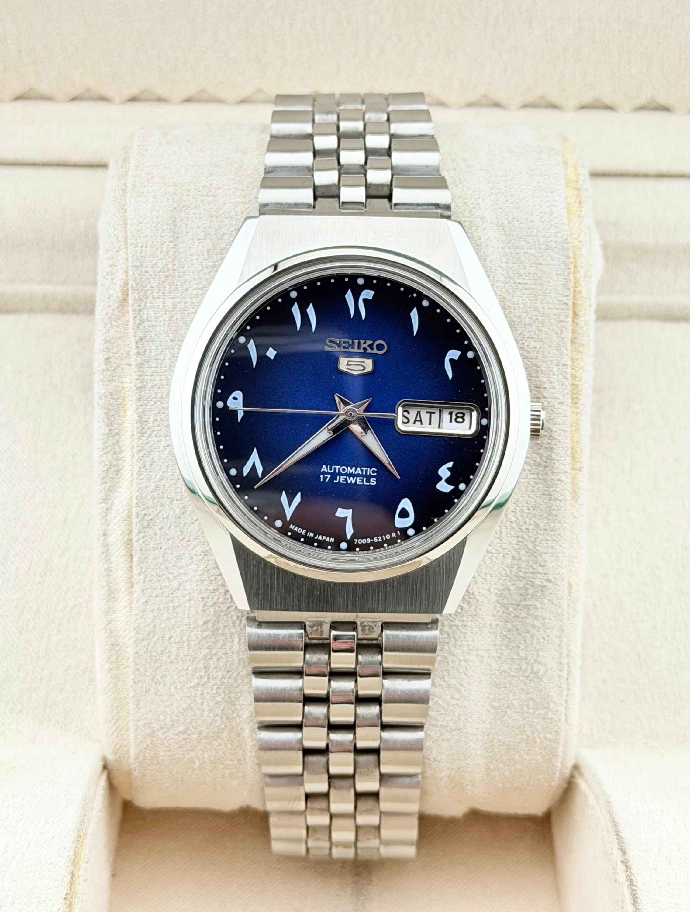 Classic Seiko 5 Arabic Men's Wrist Automatic Movement Watch|day-date ...