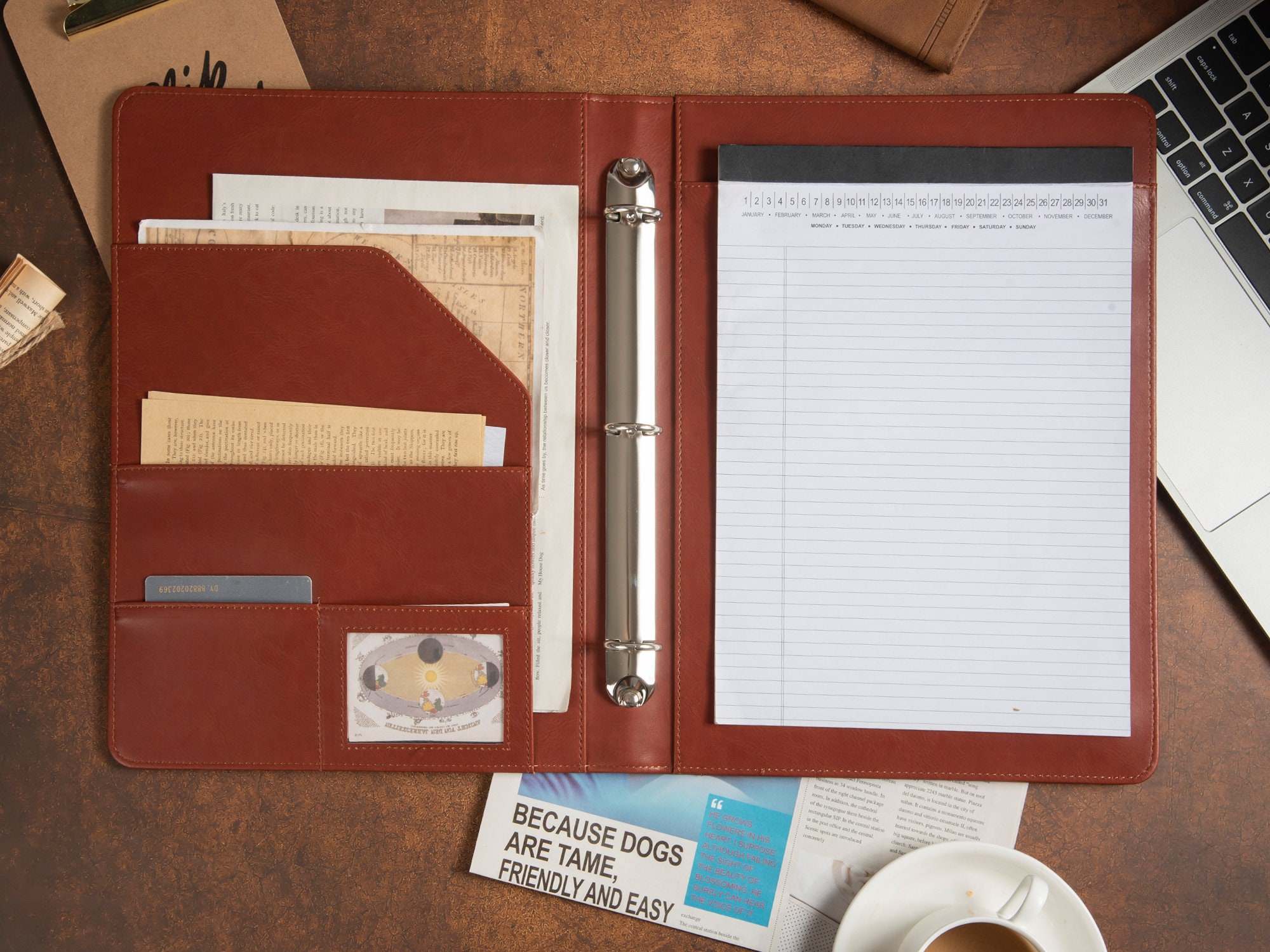 Leather 3 Ring Padfolio Etsy