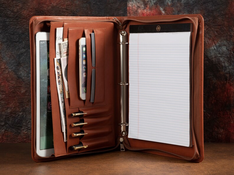 Lefthanded Leather Portfolio With A4 Notepad Holder3 Ring Etsy