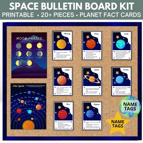 Planets Bulletin Board Kit | Space Bulletin Board and Classroom Decor | Printable | Science Classroom Decor | Optional Bible Verse Poster