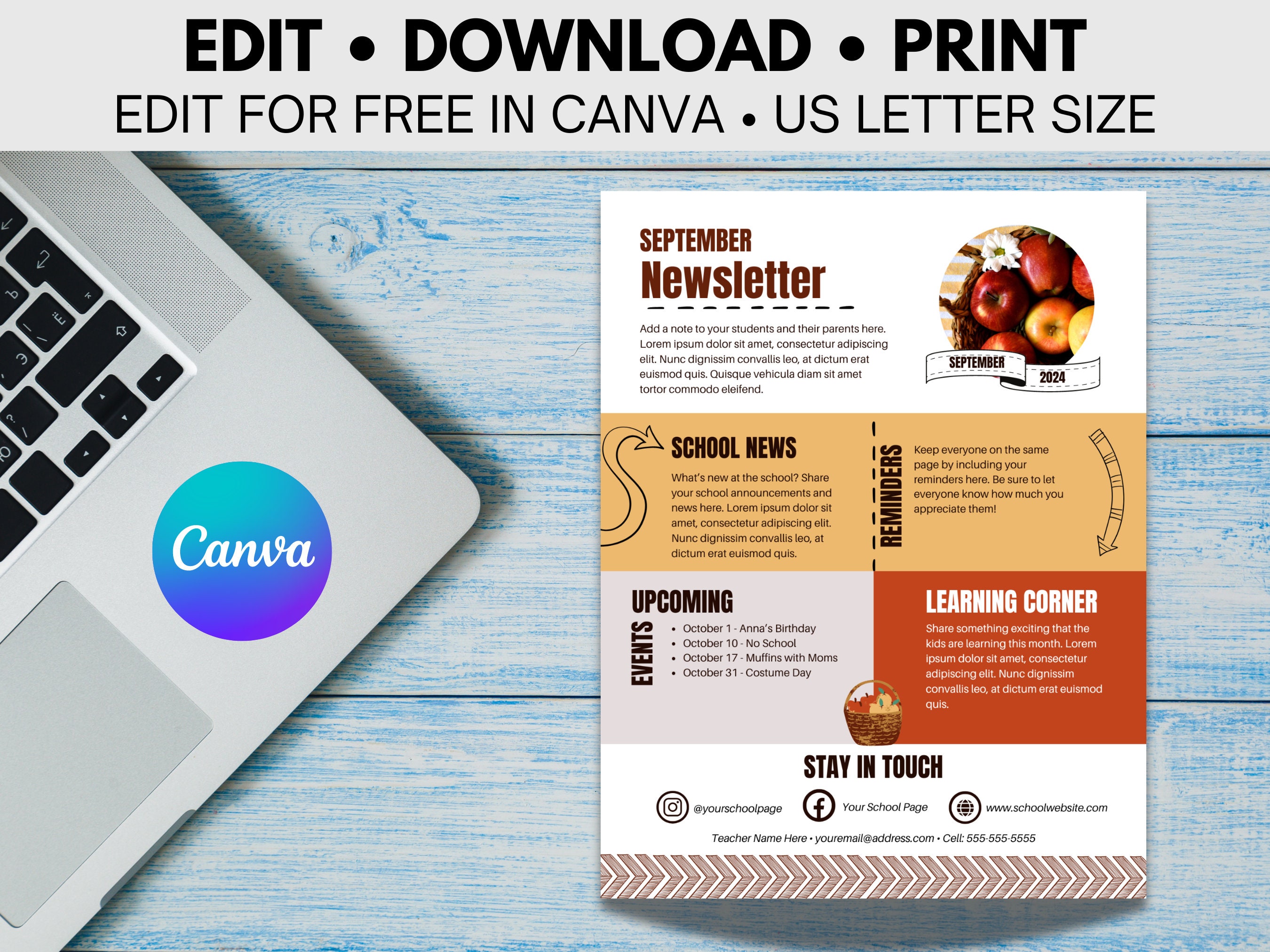 Monthly Classroom Newsletter | Canva Newsletter Template | Daycare ...