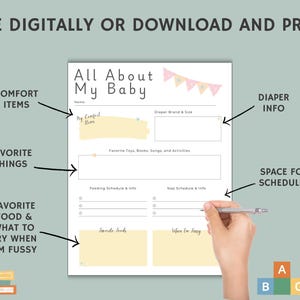 All About My Baby | Printable or Digital | Infant Information Form ...