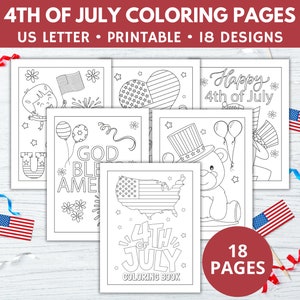 4th of July Printable Coloring Pages | Fourth of July Coloring Book | Independence Day Activity | USA America Coloring