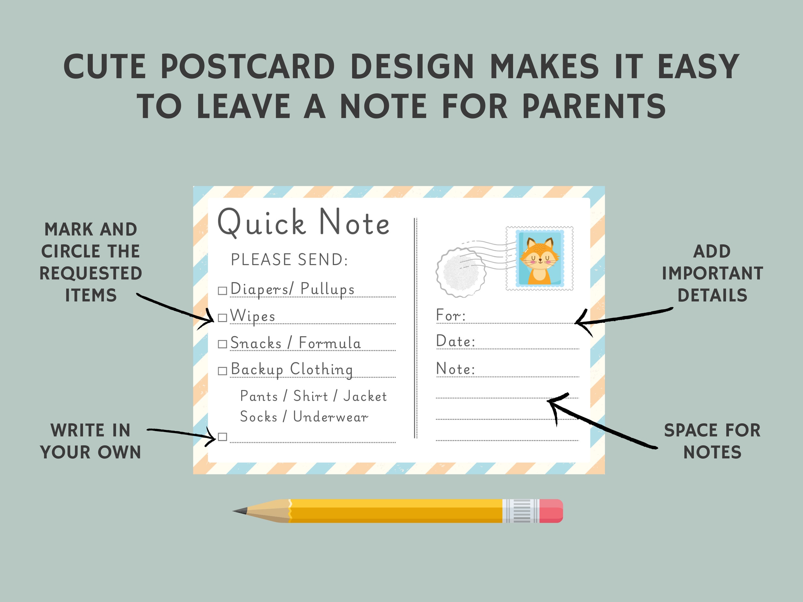 Daycare Note | Printable | Daycare Quick Note | Home Daycare Forms ...