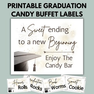 Graduation Candy Bar Sign & Labels | Printable | Graduation Candy Buffet Printable | Graduation Party Decorations