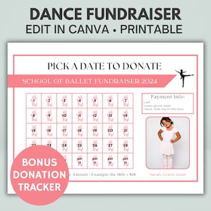 Editable Dance Calendar Fundraiser | Pay for Your Day | Personalized Pick A Date To Donate  | Canva Template | Dance Team Fundraiser