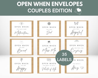 Open When Envelopes for Couples | Instant Download | Open When Letters | Open When Labels | Valentine Printable | Open When Cards