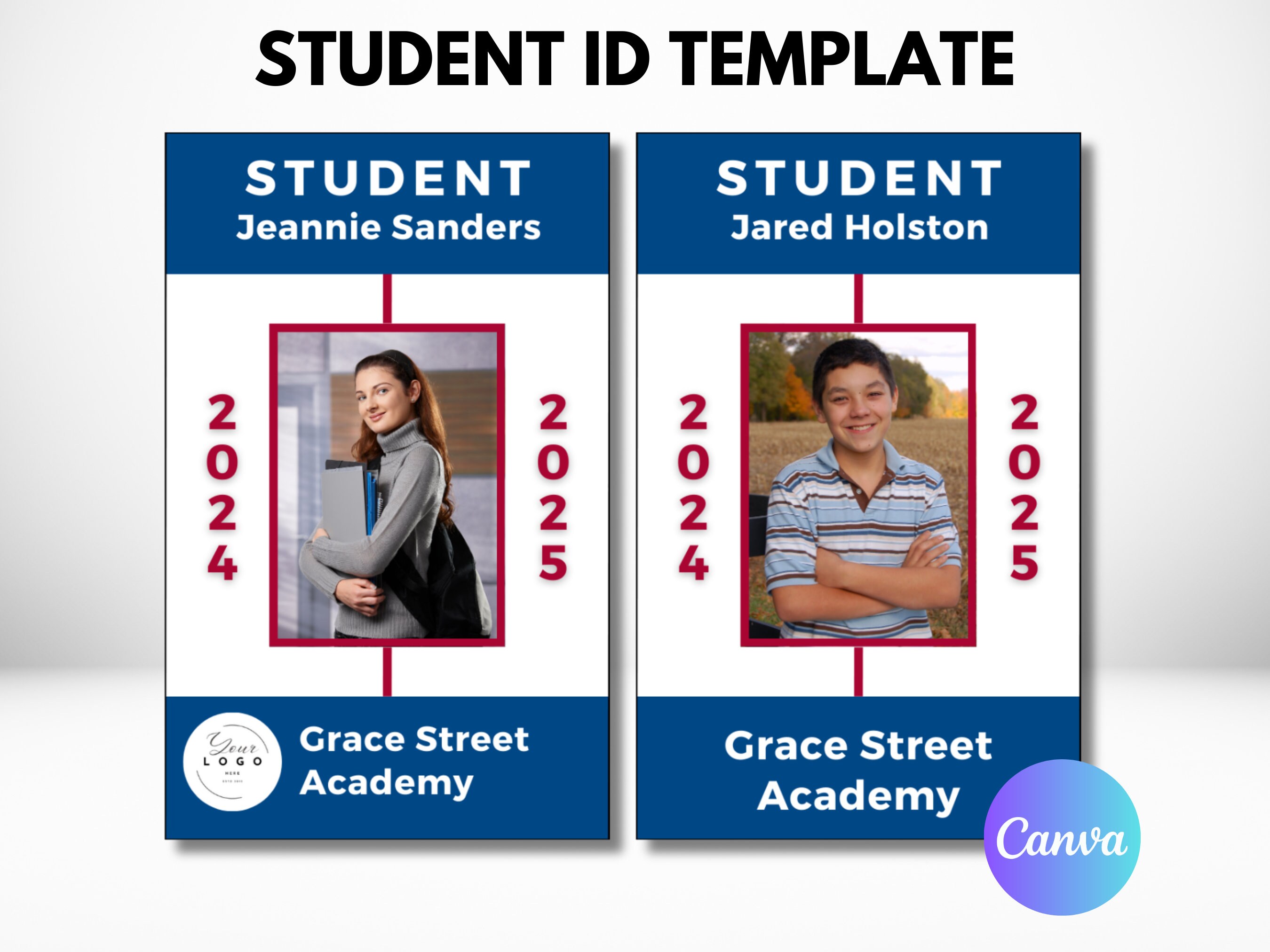 Student ID Card Template | Homeschool ID | Canva Template | Custom