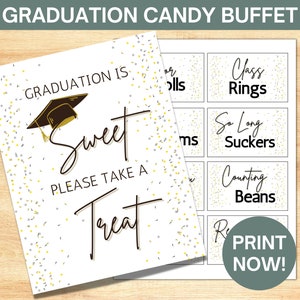 Graduación Candy Bar Sign & Labels / Imprimible / Graduación Candy Buffet Imprimible / Decoraciones de fiesta de graduación