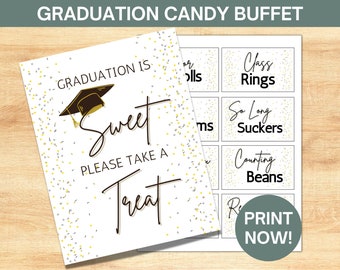 Graduation Candy Bar Sign & Labels | Printable | Graduation Candy Buffet Printable | Graduation Party Decorations