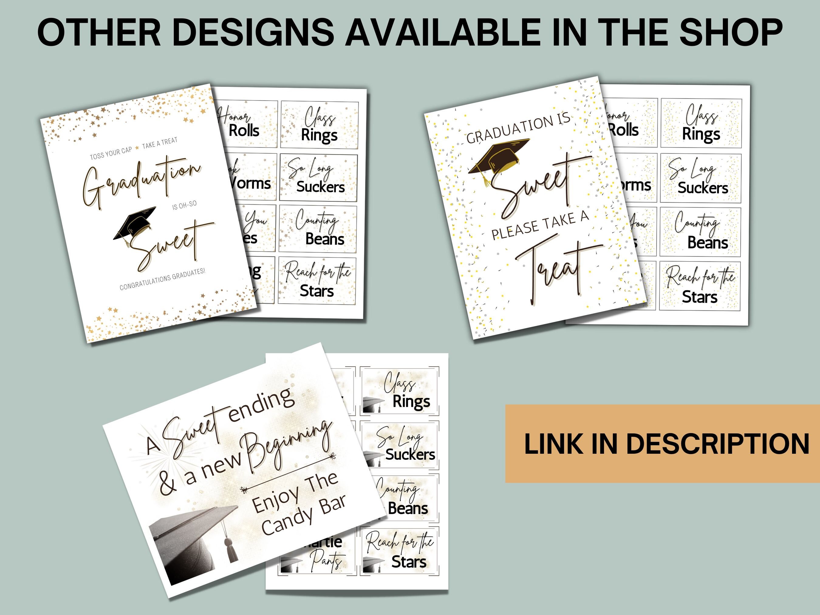 Graduation Candy Bar Sign &amp; Labels Printable Graduation Candy Buffet ...