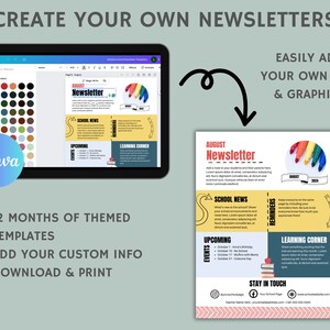 Puede incluir: Una plantilla de Canva colorida para un bolet&iacute;n escolar. La plantilla est&aacute; dise&ntilde;ada para agosto e incluye secciones para noticias escolares, eventos pr&oacute;ximos, recordatorios y un rinc&oacute;n de aprendizaje. La plantilla es personalizable con tu propio texto y gr&aacute;ficos.