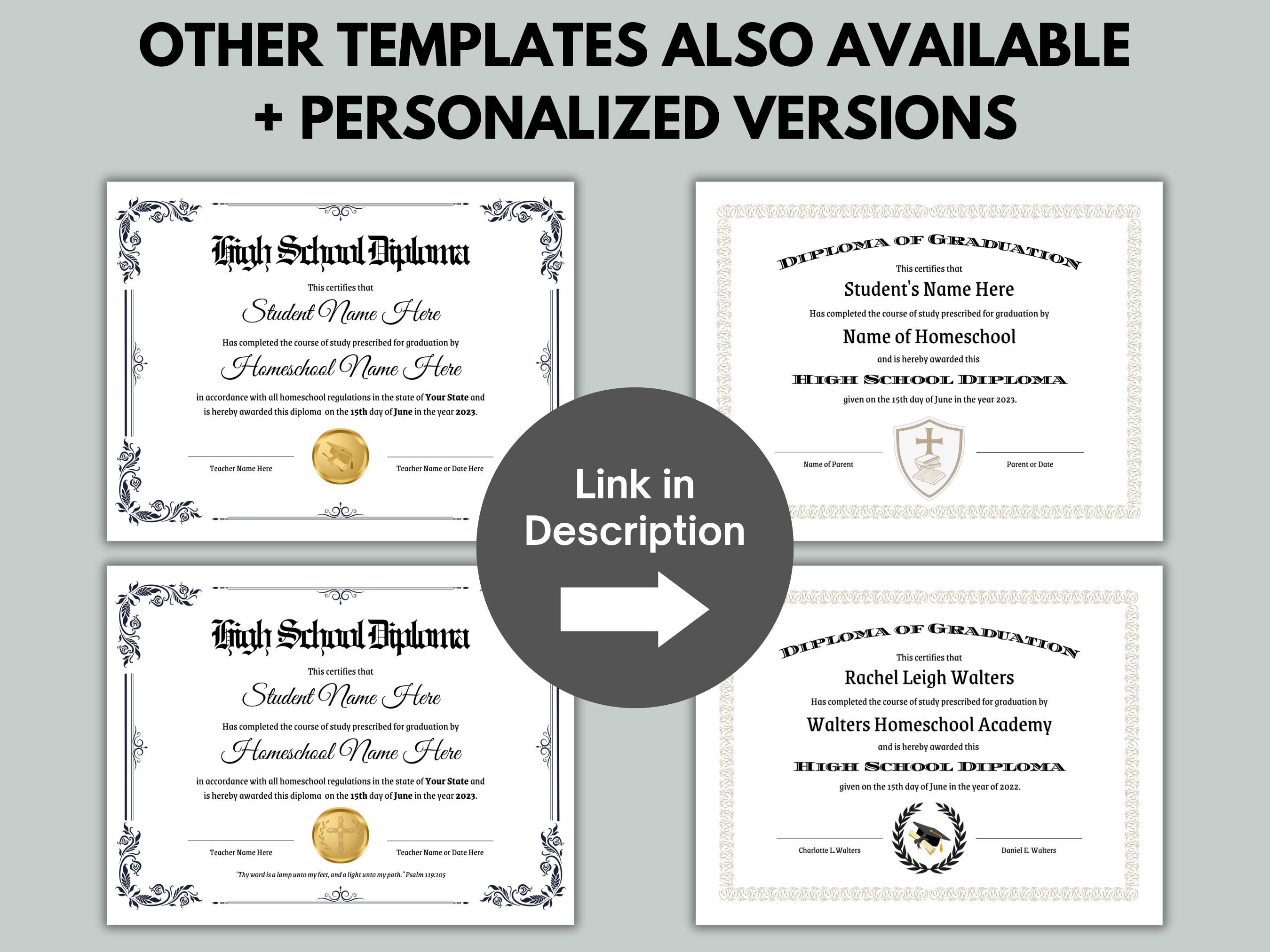 Editable Homeschool Diploma Template Homeschool Diploma High School ...
