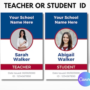 Sjabloon identiteitskaart leraar | School-ID voor leerling of docent | Thuisschool-ID | Bewerken in canvas