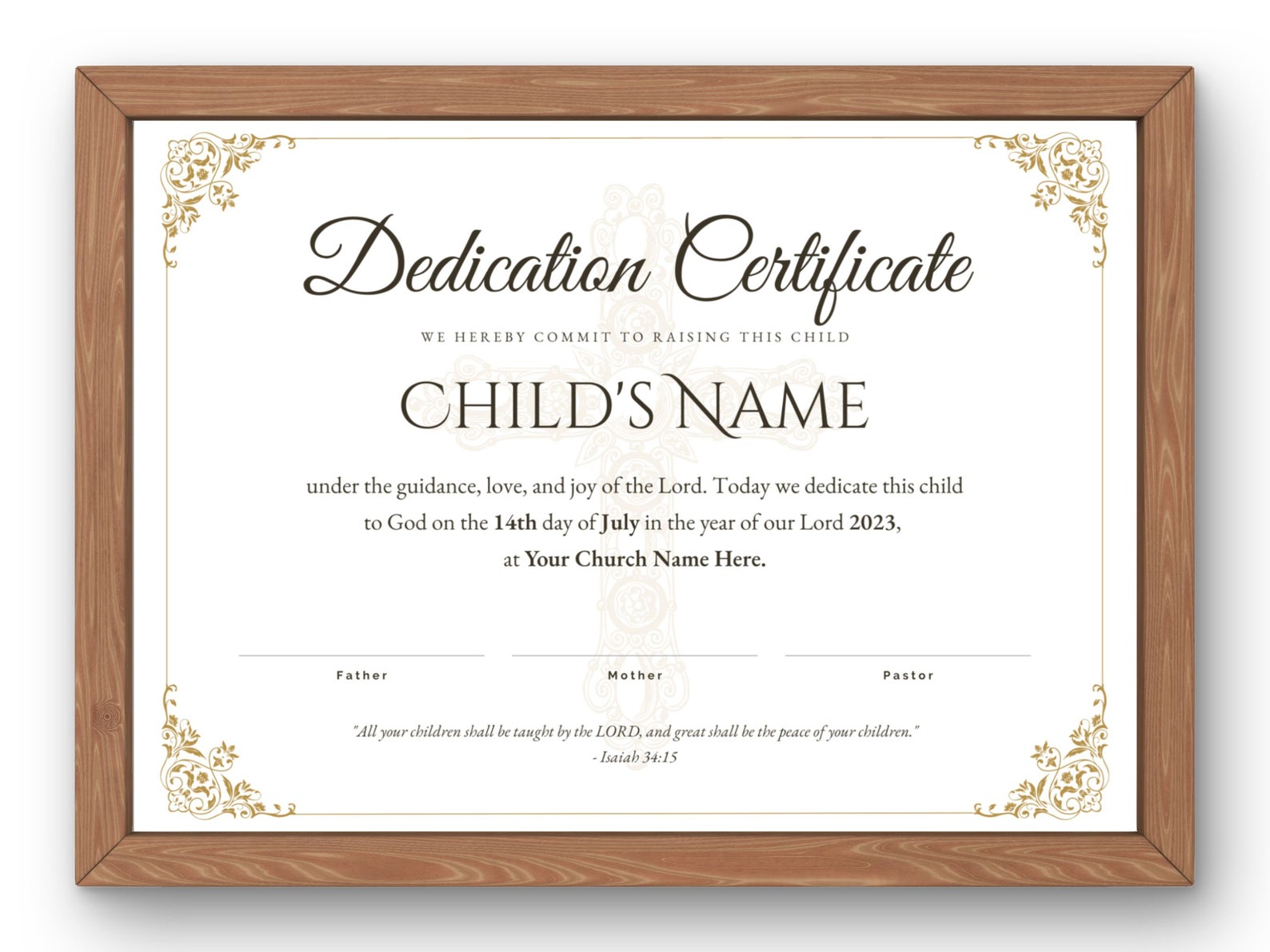 Baby Dedication Certificate Template Baptism Certificate Printable