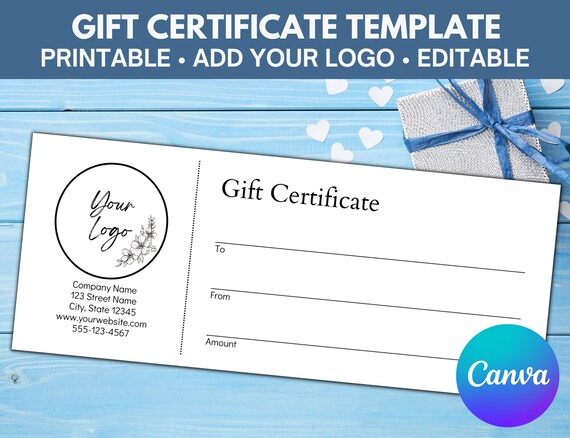 Gift Certificate Template Printable and Editable Minimalist - Etsy