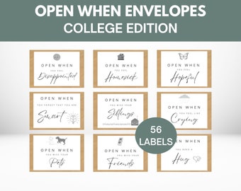 Open When College Labels | Printable | Instant Download | Open When Letter College | Open When Envelopes for College Students