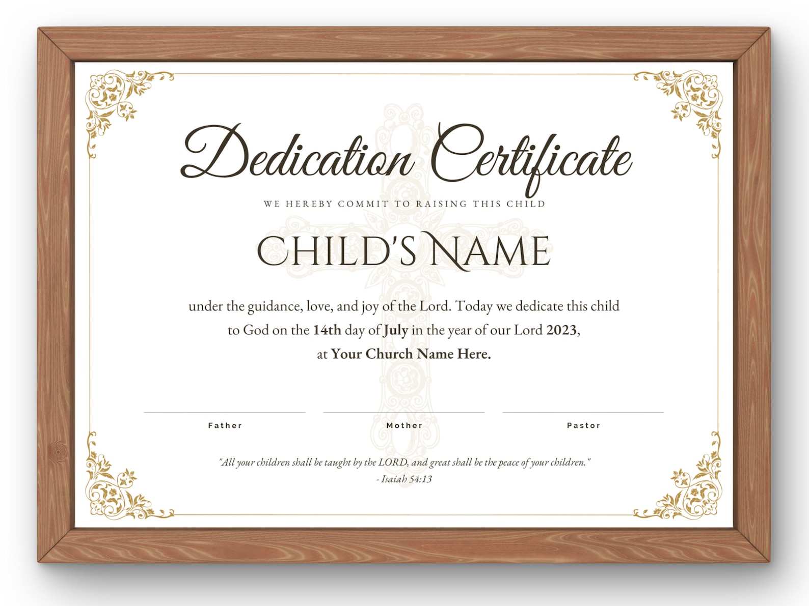 Baby Dedication Certificate Template | Baptism Certificate | Printable
