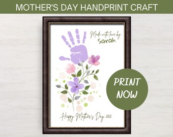 Mother's Day Handprint Craft Printable | Mother's Day Handprint Art 2022 | Mother's Day Gift Keepsake | Watercolor Flower Craft