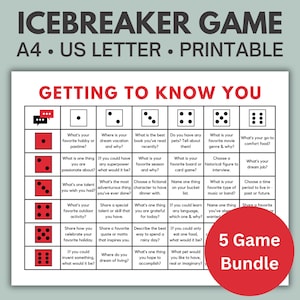 Eisbrecher Spiel | Tisch-Gesprächswürfel | Wälze Und Erzähle | Kennenlernen | Eisbrecher-Aktivität für jedes Alter | Druckbar in A4 & US Letter