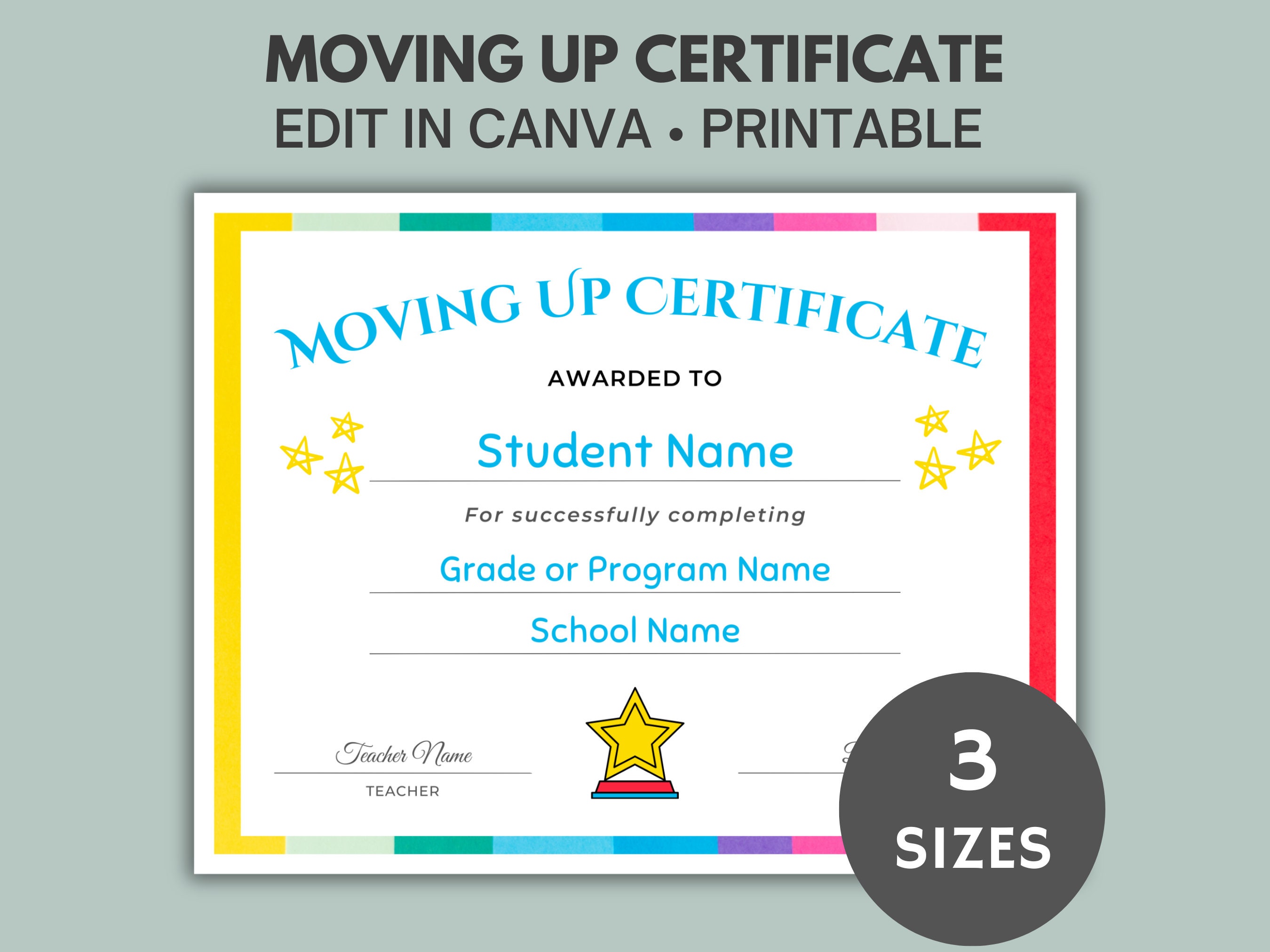 Editable Moving up Certificate Preschool Graduation Daycare Certificate Editable Moving up Certificate Preschool Graduation Daycare Certificate