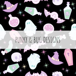 Pastel Halloween seamless pattern