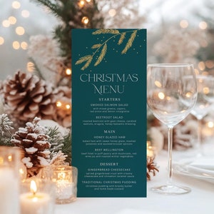 Christmas Menu TEMPLATE, Editable Holiday Dinner Menu, Printable Christmas Party Menu, Work Corporate Christmas Party, Canva Template, CP2