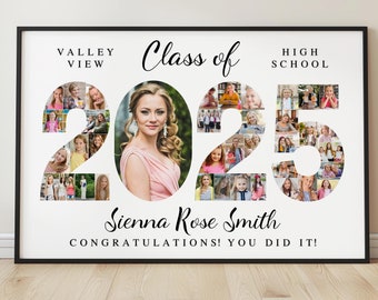 2025 Graduation Photo Collage Welcome Sign TEMPLATE, Class of 2025, Party Poster Display, Graduate Gift for Seniors, Photo Board Posters