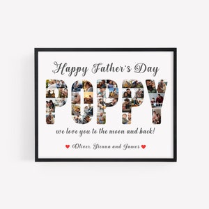Photo Collage TEMPLATE for Poppy, Father's Day Gift, Gift for Dad, Birthday Present, Edit Yourself DIY Download, Canva Template