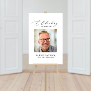 Minimalist Celebration of Life Sign, Funeral Welcome Sign, Elegant Funeral Theme, Memorial Sign for Funeral, Large Easel Sign for Funeral, Simple Funeral Decor for Men, Funeral Keepsake