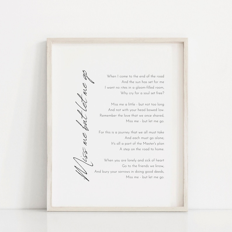 Miss Me but Let Me Go Poem Printable Funeral Poem Ready to Etsy Australia