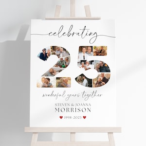 25th Wedding Anniversary Photo Collage TEMPLATE, Customizable Photo Board, Wedding Anniversary Gift, Welcome Sign, Digital Download DIY